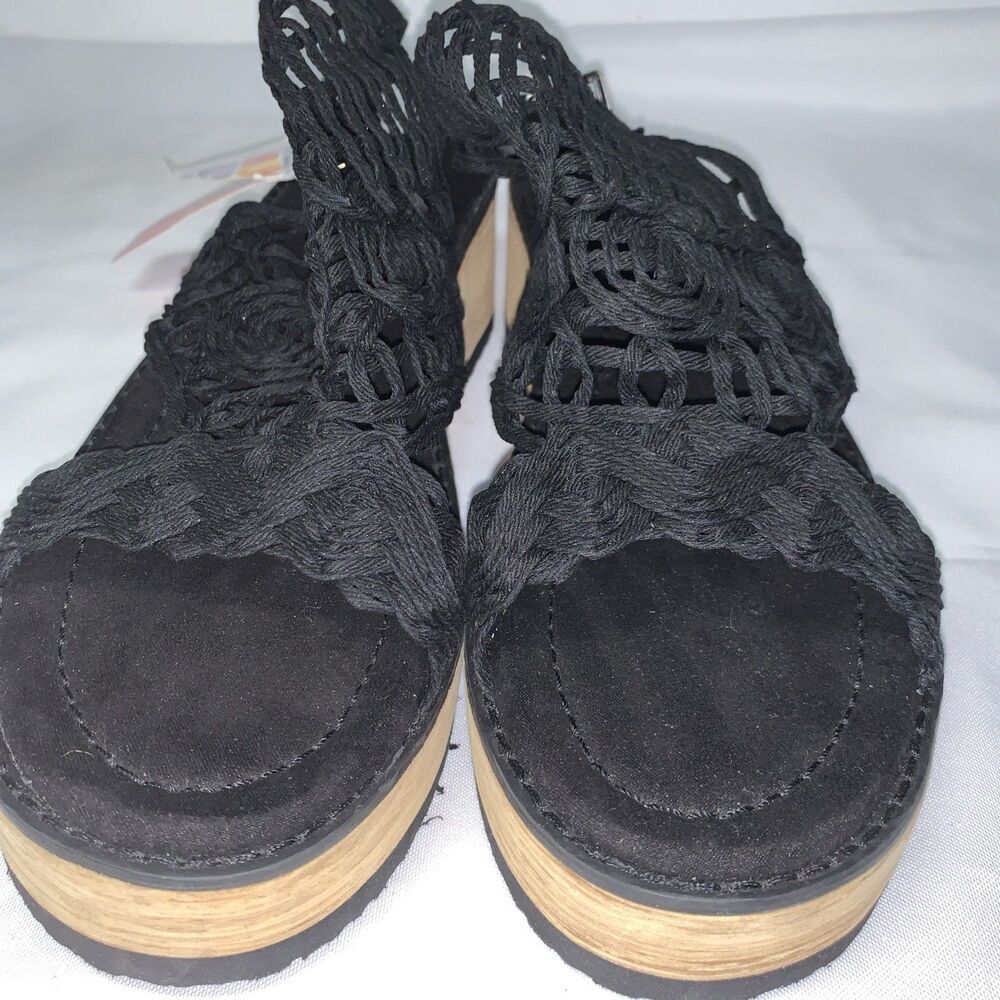 Women’s MukLuks Lightweight Black Wedge Sandals Shoes Size  9.5 Non-skid Outsole - Picture 11 of 13